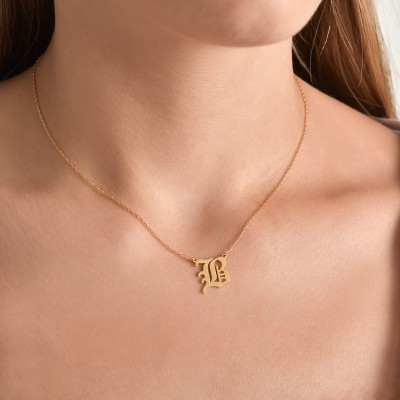 Personalised Old English Initial Necklace