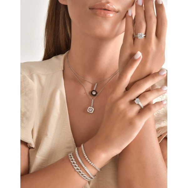 White Enamel Solitaire Pendant Necklace