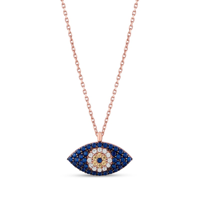 Shuttle Shape Evil Eye Pendant Necklace