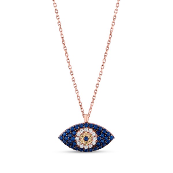 Shuttle Shape Evil Eye Pendant Necklace