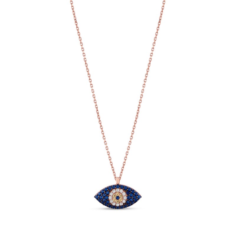 Shuttle Shape Evil Eye Pendant Necklace