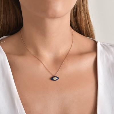 Shuttle Shape Evil Eye Pendant Necklace