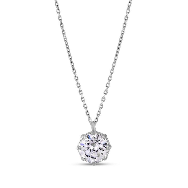 8 Prong Solitaire Pendant Necklace