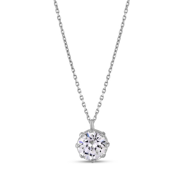 8 Prong Solitaire Pendant Necklace