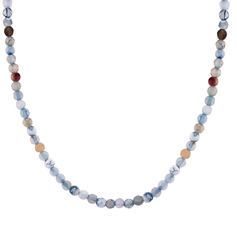 Natural Mixed Blue Agate Gemstone Choker