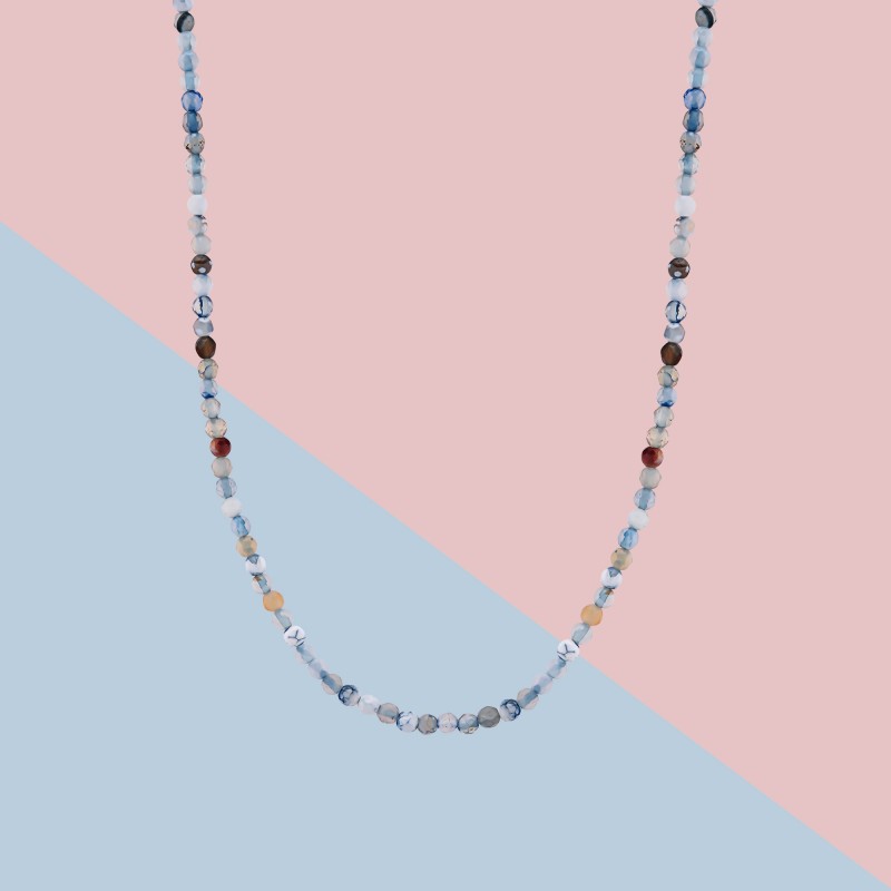 Natural Mixed Blue Agate Gemstone Choker