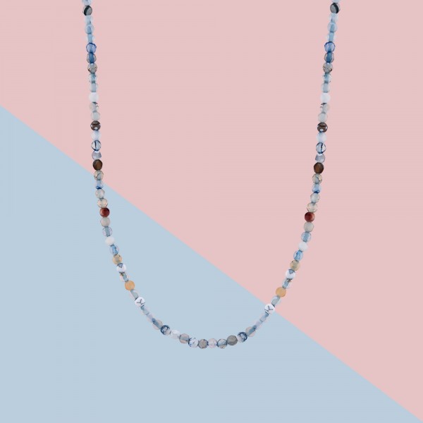 Natural Mixed Blue Agate Gemstone Choker