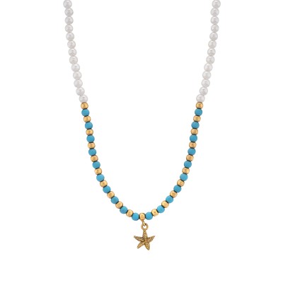 Majorica Pearl and Turquoise Sea Star Choker 2