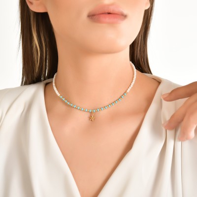 Majorica Pearl and Turquoise Sea Star Choker