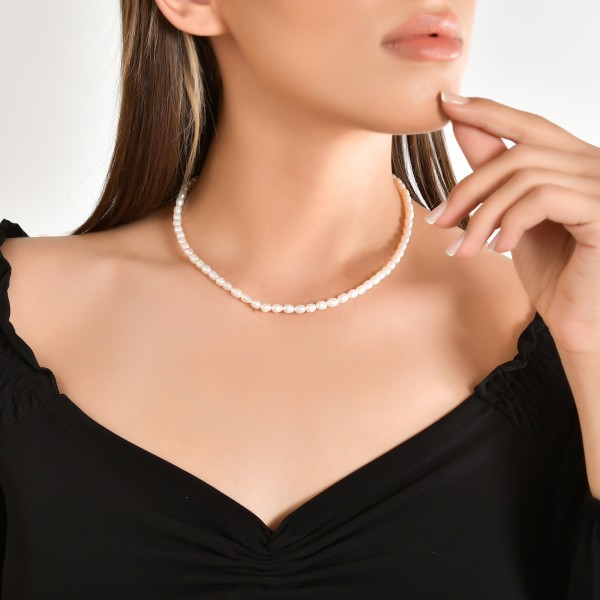Toggle Clasp Small Pearl Necklace 
