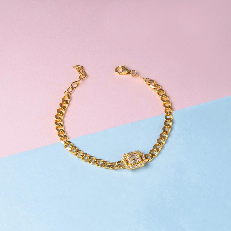 Baguette Curb Chain Bracelet