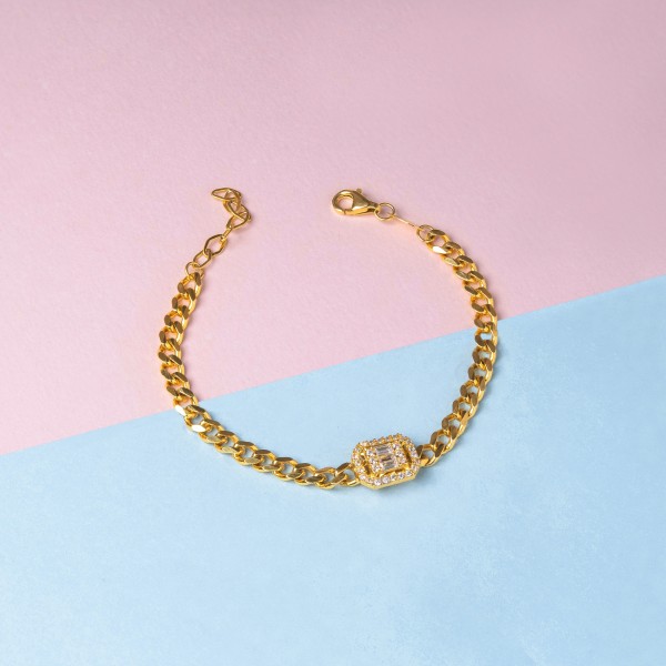 Baguette Curb Chain Bracelet