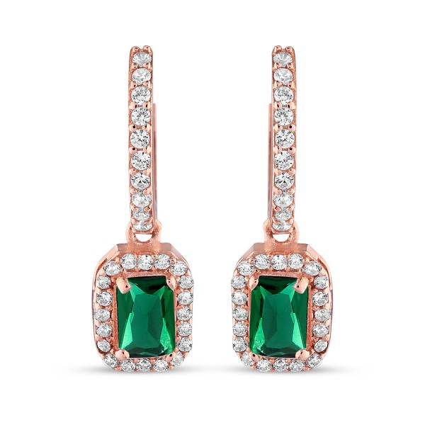 Green Baguette Earring