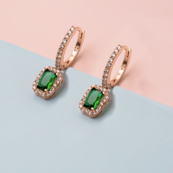 Green Baguette Earring