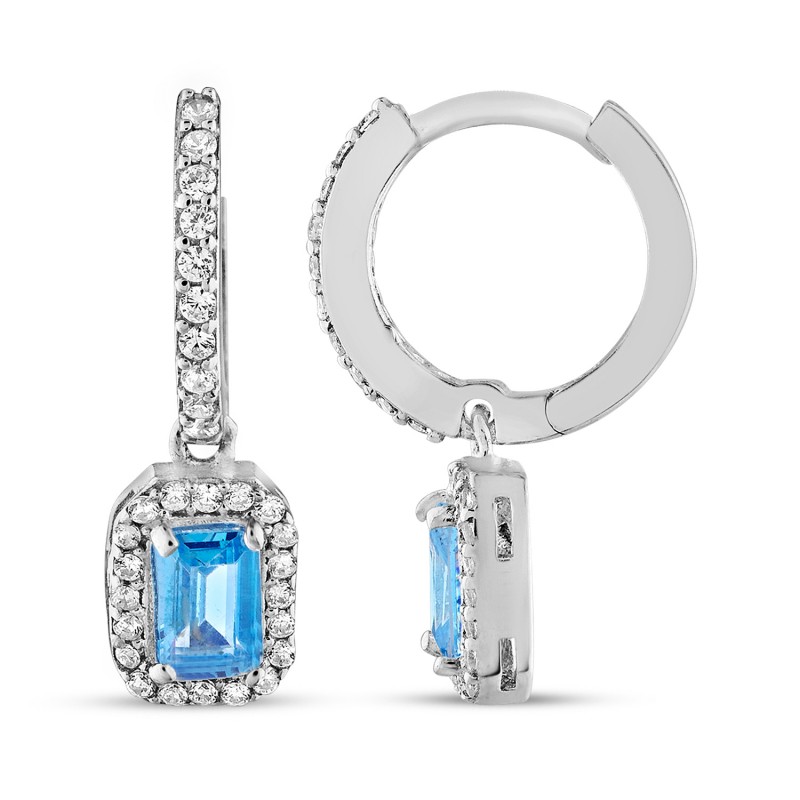 Blue Baguette Earring