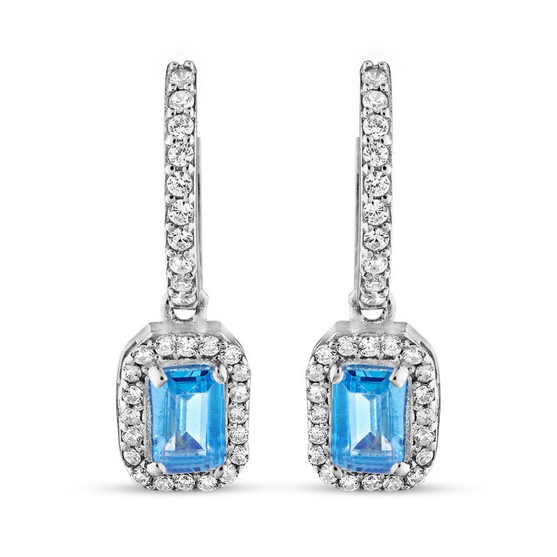Blue Baguette Earring