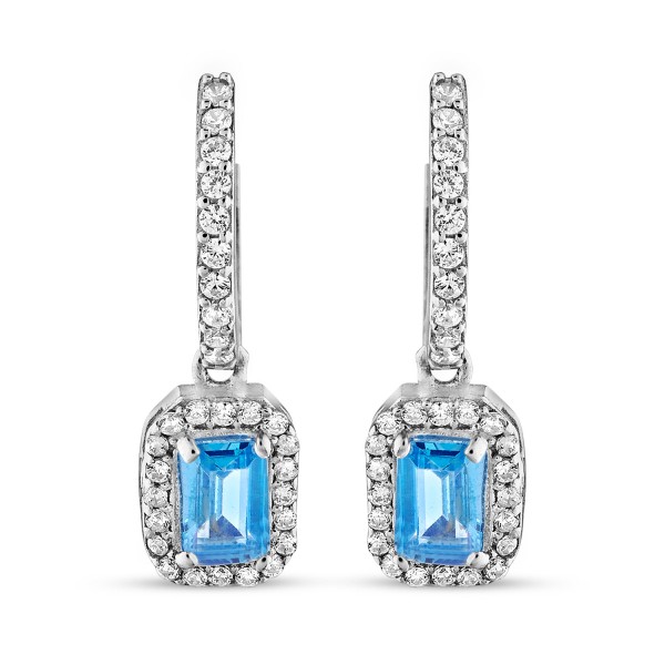 Blue Baguette Earring