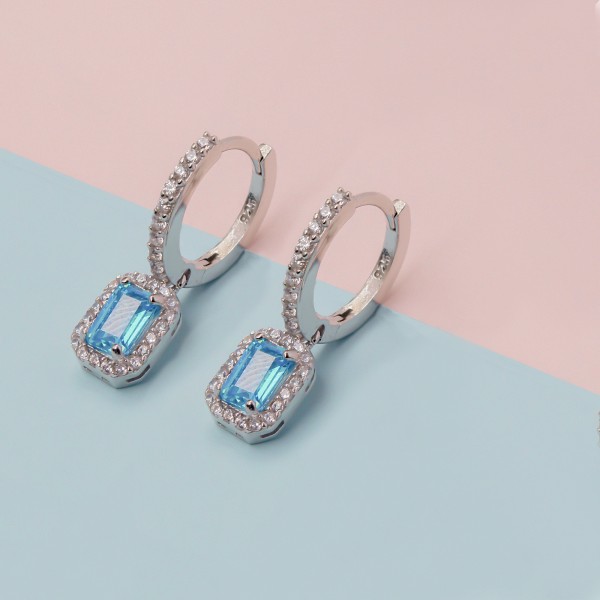 Blue Baguette Earring