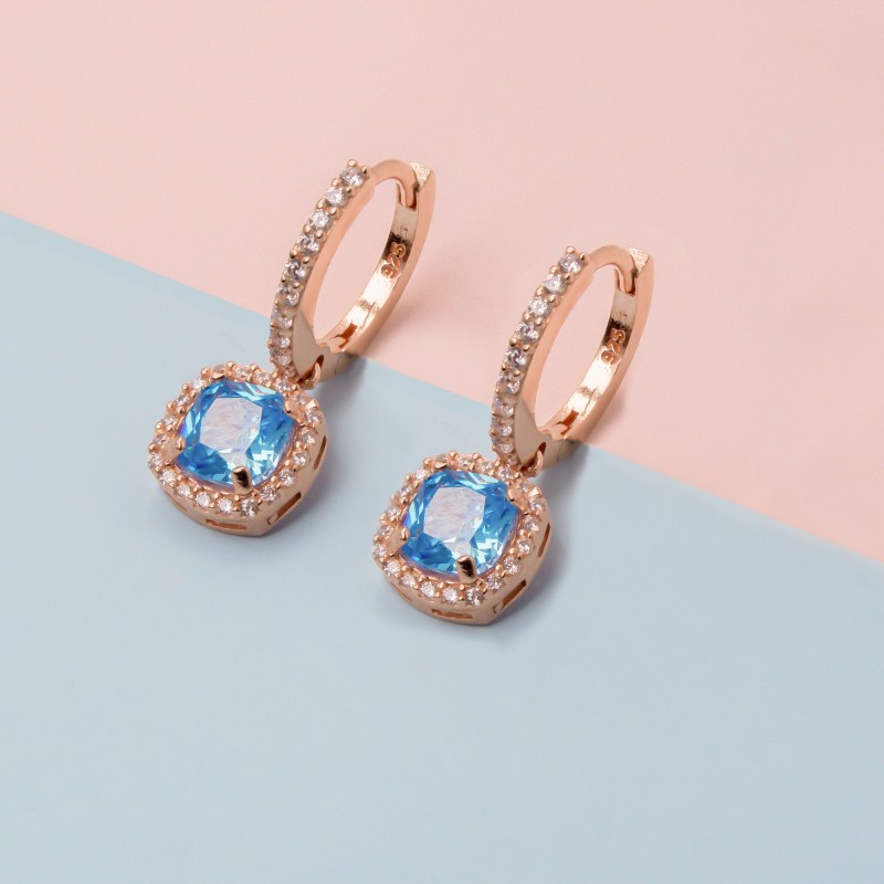 Blue Square Earring