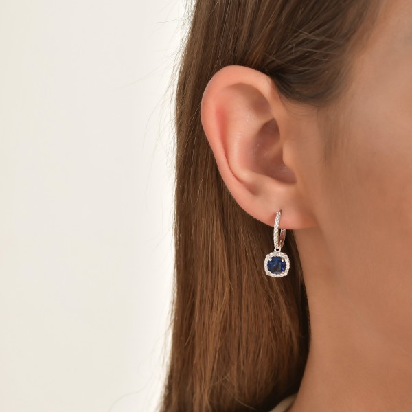 Dark Blue Square Earring