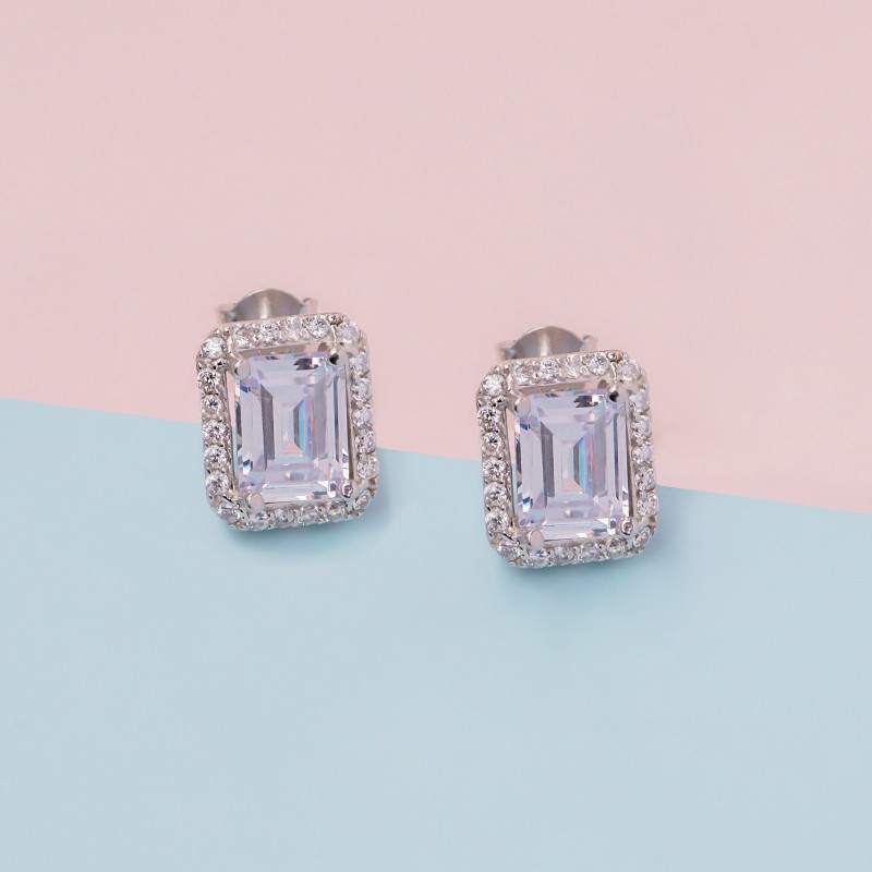 Baguette Diamond Cut Stud Earring