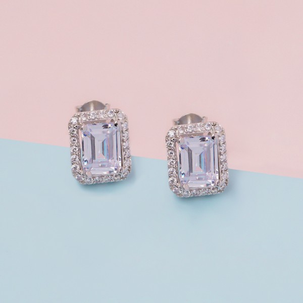 Baguette Diamond Cut Stud Earring