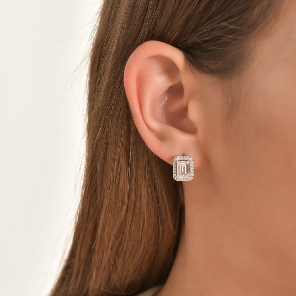 Baguette Diamond Cut Stud Earring