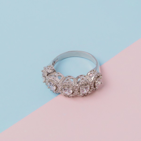 Five Stone Sparkle Halo Ring