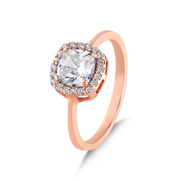 Square Sparkle Halo Ring