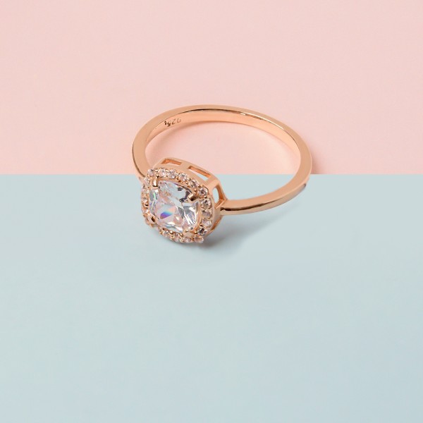 Square Sparkle Halo Ring