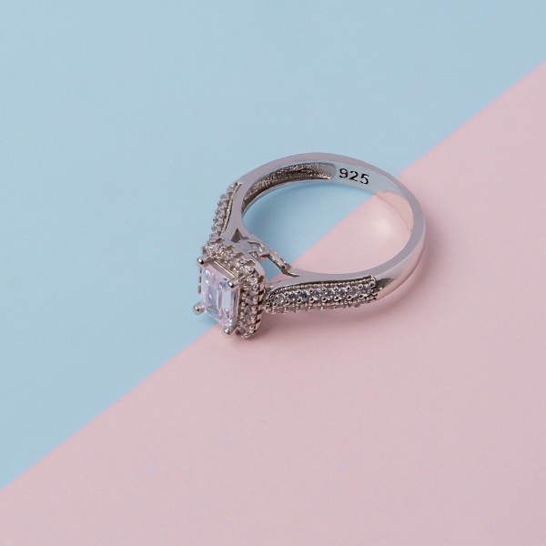 Baguette Halo Ring