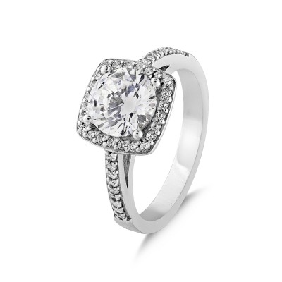 Square Halo Solitaire Ring 2