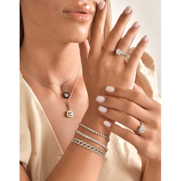 Square Halo Solitaire Ring