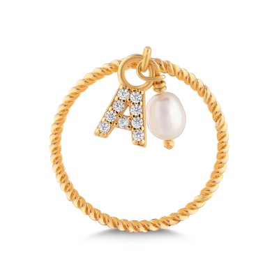 Personalised Pearl Initial Ring 2