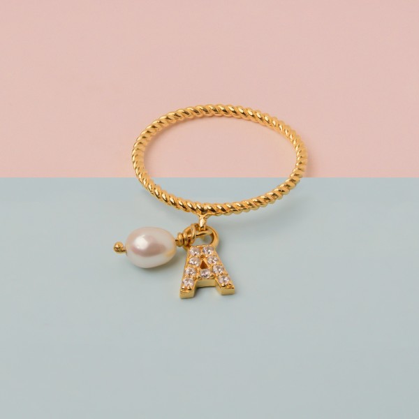 Personalised Pearl Initial Ring