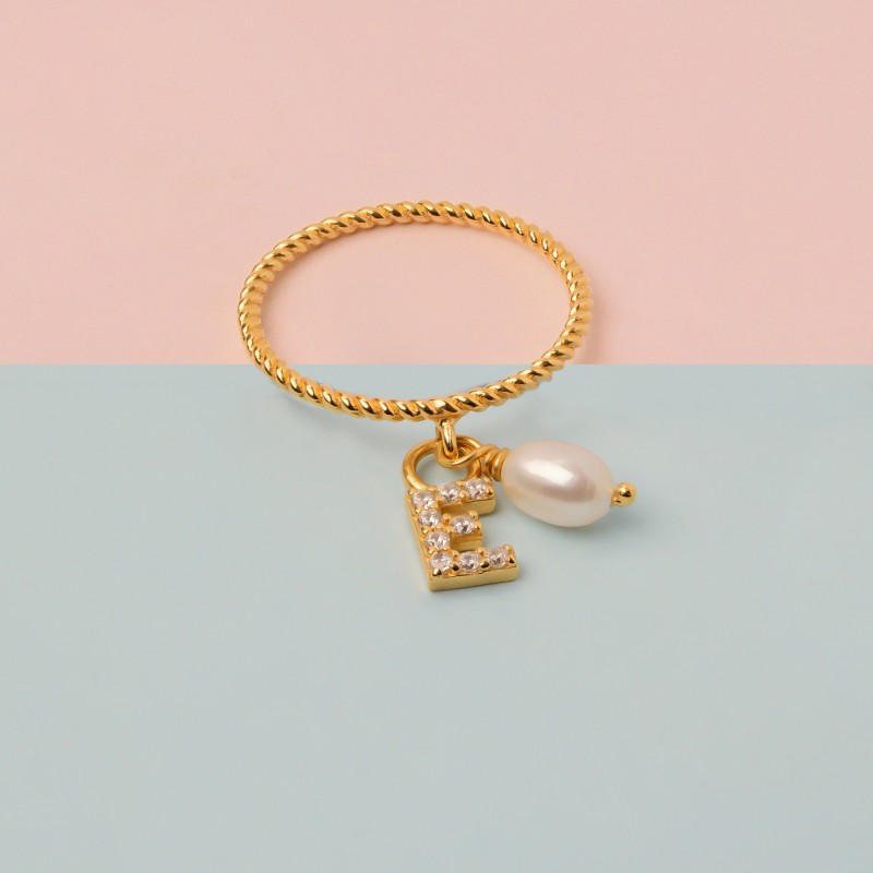 Personalised Pearl Initial Ring