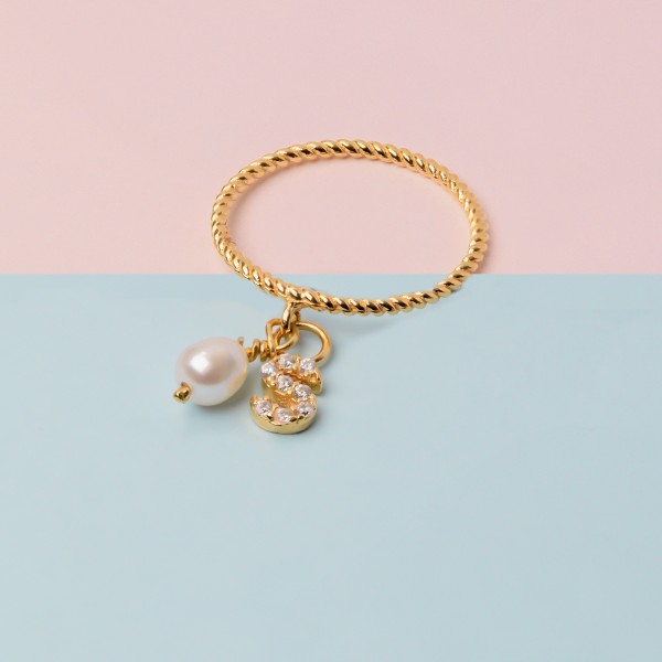 Personalised Pearl Initial Ring