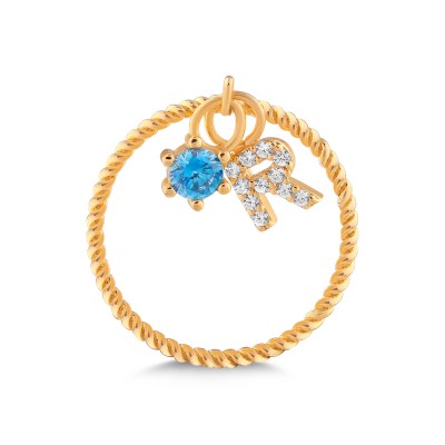 Personalised Birthstone Initial Ring 2
