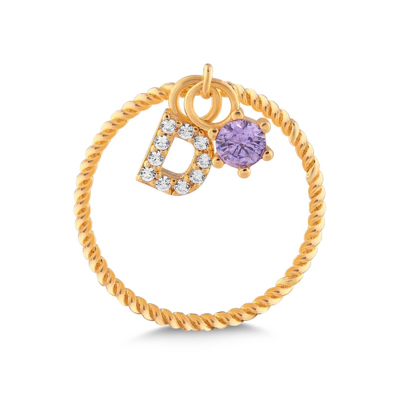 Personalised Birthstone Initial Ring