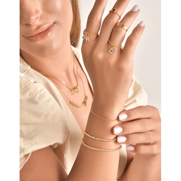 Personalised Birthstone Initial Ring