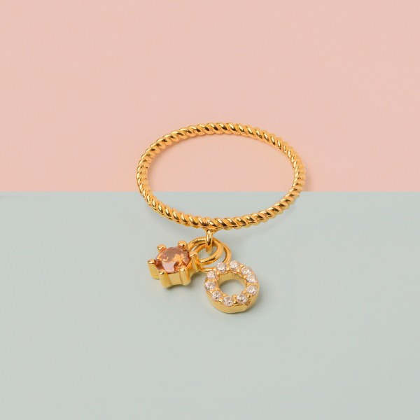 Personalised Birthstone Initial Ring