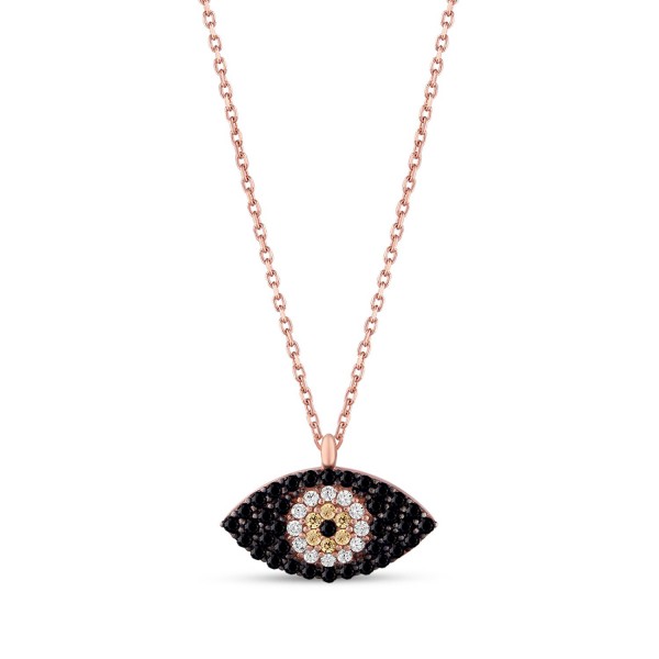Shuttle Shape Evil Eye Black Pendant Necklace